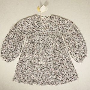 NWT DOEN sz M Pietra Silk Dress Cream Saint Claude Paisley Balloon Sleeve V-neck